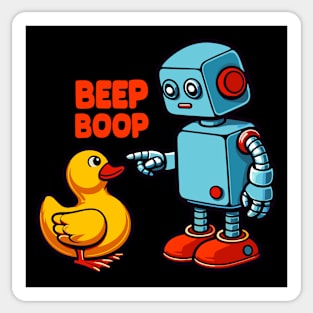 Beep Boop Robot With Duck Sticker